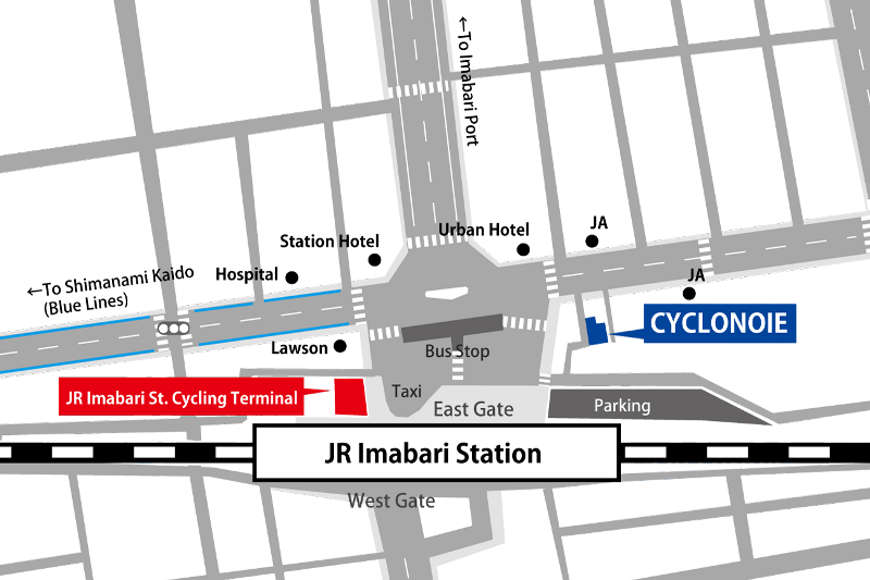 JR Imabari station cycling terminal for rental bike