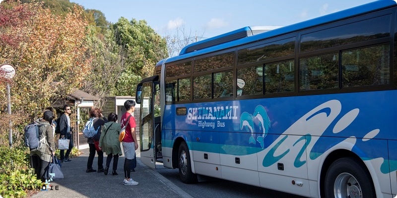 しまなみ海道のバス：しまなみ海道大三島のバス停とせとうちバス今治駅行き