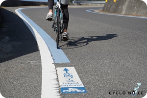 しまなみ海道原付ツーリング：サイクリング推奨ルートを示すブルーライン