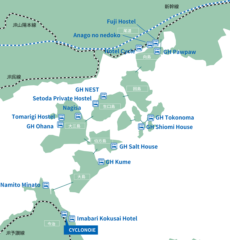 島波海道騎行圖片：島波海道推薦旅捨地圖