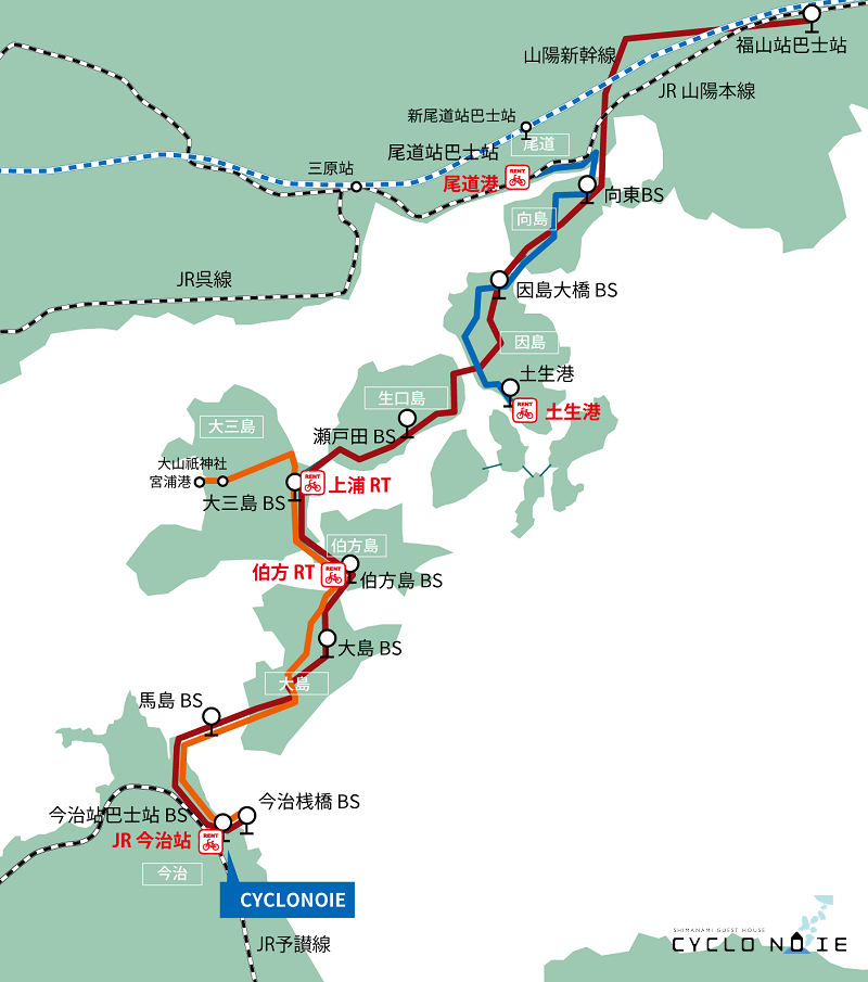 島波海道騎行圖片：島波海道巴士路線圖