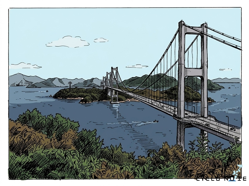 糸山展望公園からの来島海峡大橋の景色